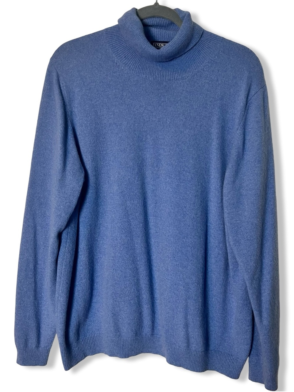 Lands’ End Women’s 100% Cashmere Turtleneck Sweater Blue Long Sleeve Sz. XL
